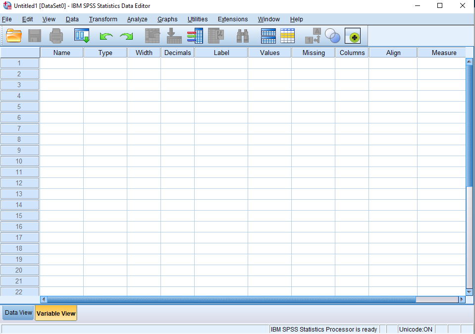 The SPSS Variable view