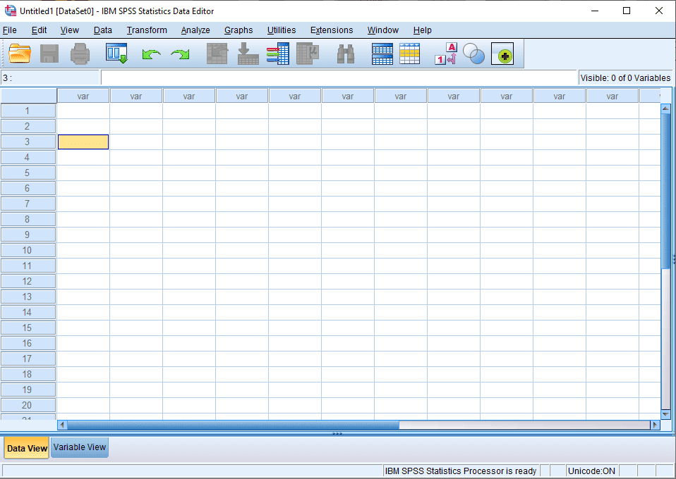 SPSS Data editor window