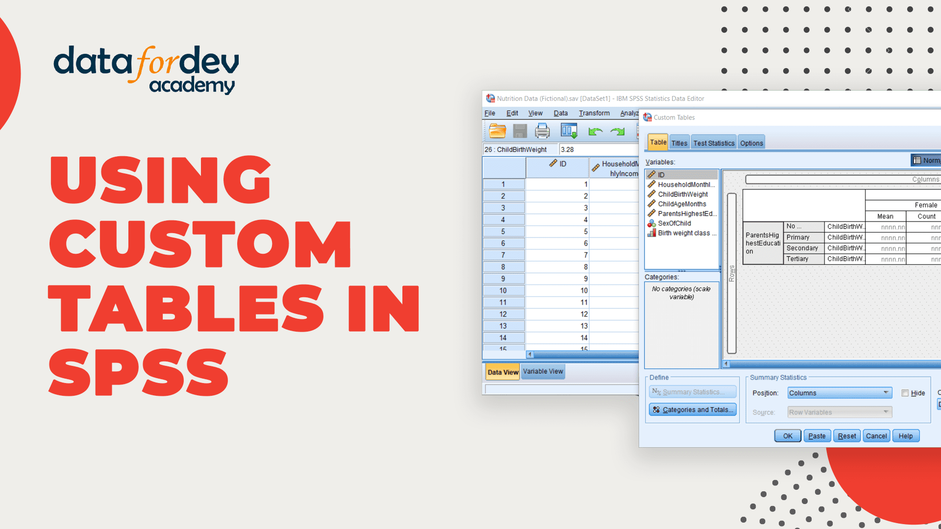 Using custom tables in SPSS