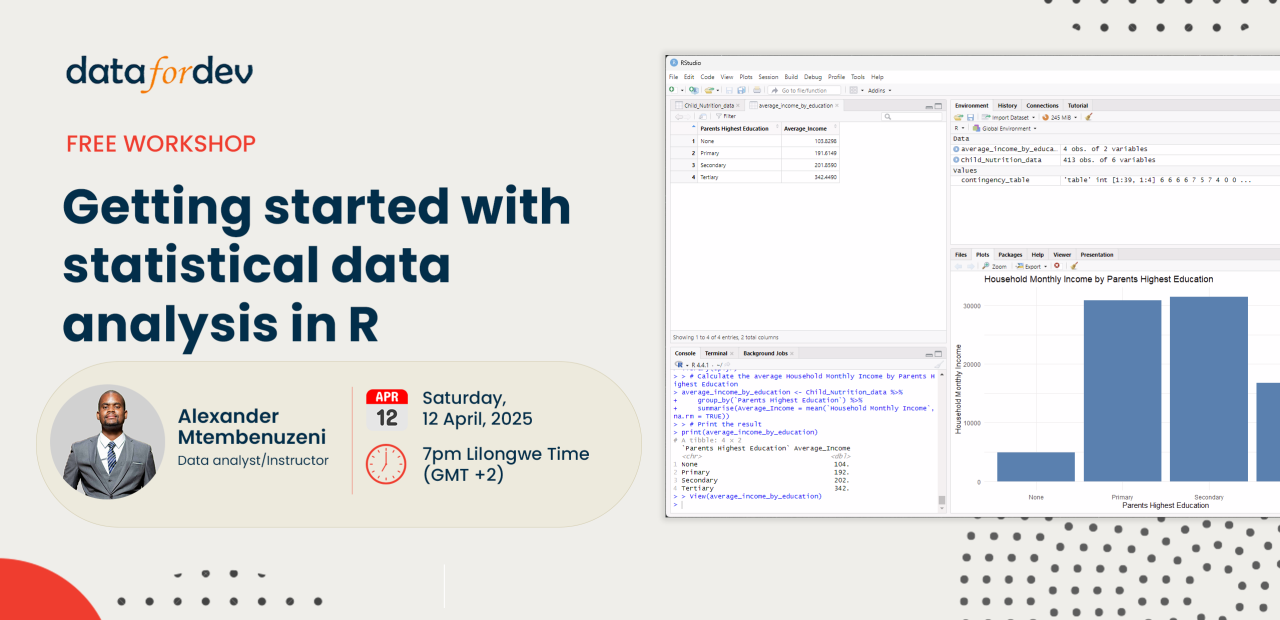 Data Analysis Using R Studio Getting started with statistical data analysis in R - Data For Development